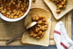 Baked beans on toast easy breakfast food photography