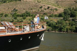 Senior couple on holiday on boat